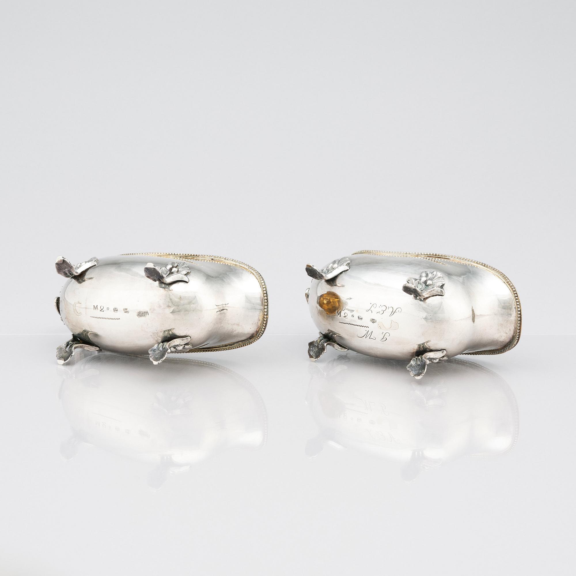 A pair of Swedish Rococo sauce-jugs, mark of Anders Schotte, Uddevalla 1794.