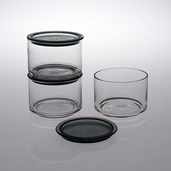 A SET OF THREE JAM JARS. Nuutajärvi, 1960.