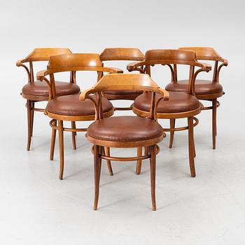 Armchairs, 6, model no. 3, Thonet, first half of the 20th century.