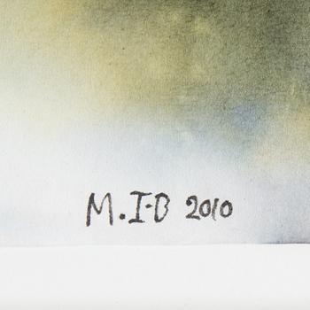 META ISÆUS-BERLIN, pastel and textile dye on paper. Signed M.I-B. and dated 2010.