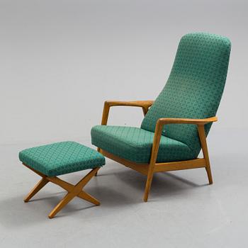 A 1960s Alf Svensson "Contour" armchair and stool.