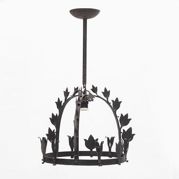A wrought iron chandelier, first half of the 20th century.