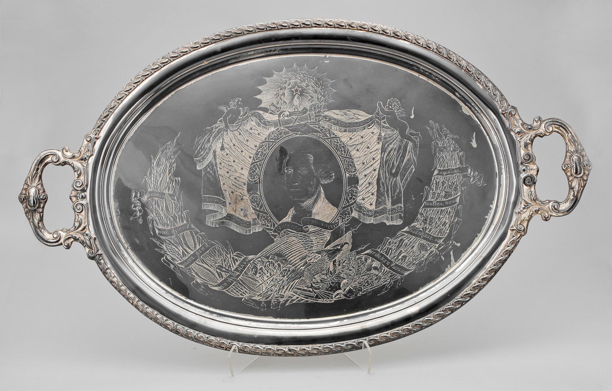 BRICKA, nysilver, troligen USA, 1800-talets slut.