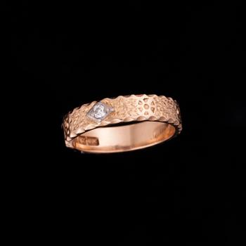 RING, guld 18K, diamant 0,05 ct, Åbo 1973. Vikt 4,2 g.