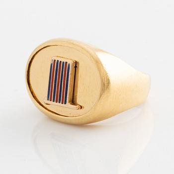 559. A ring with Broström´s flag in 18K gold and enamel.