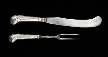 KNIV och GAFFEL, silver och stål, Jeremias Wallbom, Uddevalla, 1776-1807.