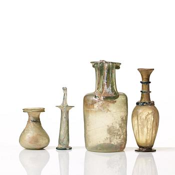 A group of roman glass ware, presumably 3rd-10th Century A.D.