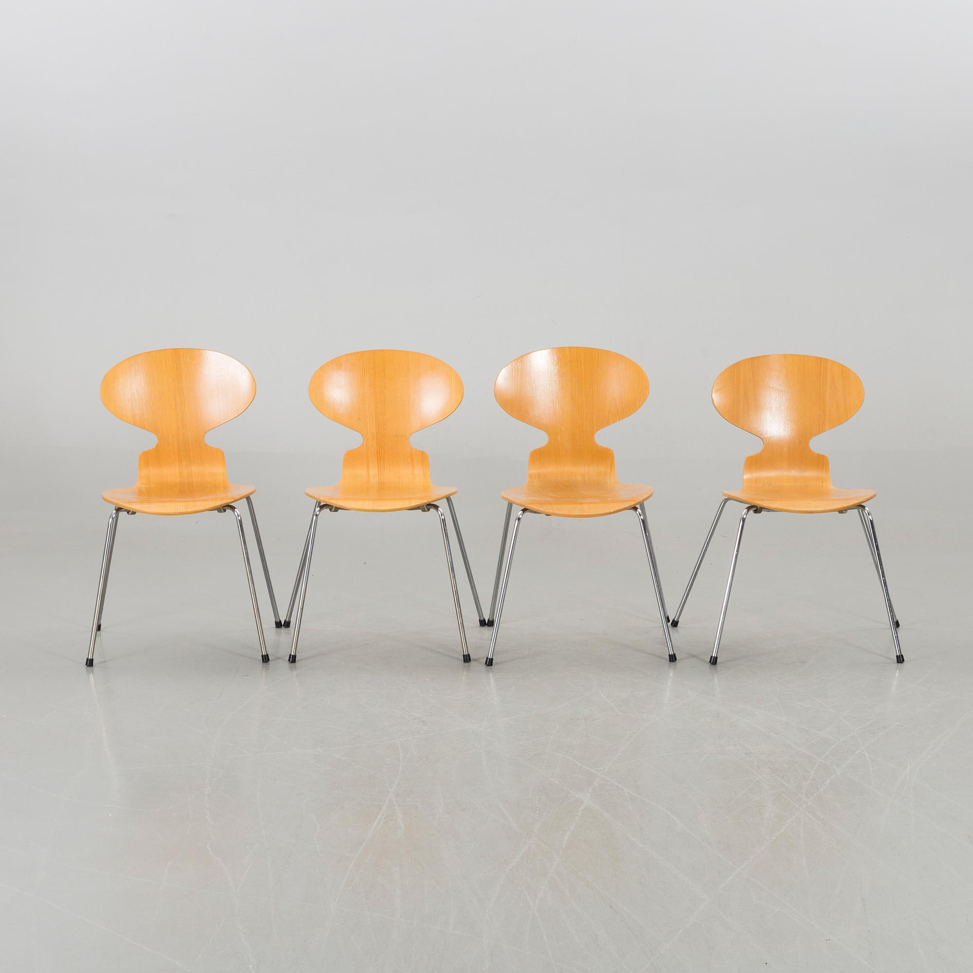 ARNE JACOBSEN, 6 st stolar, "Myran" för Fritz Hansen, 1989.