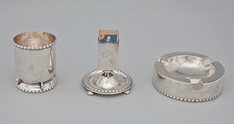 PARTI SILVER, 3 delar, CG Hallberg. Stockholm, 1920-tal. Tot vikt 678 g.