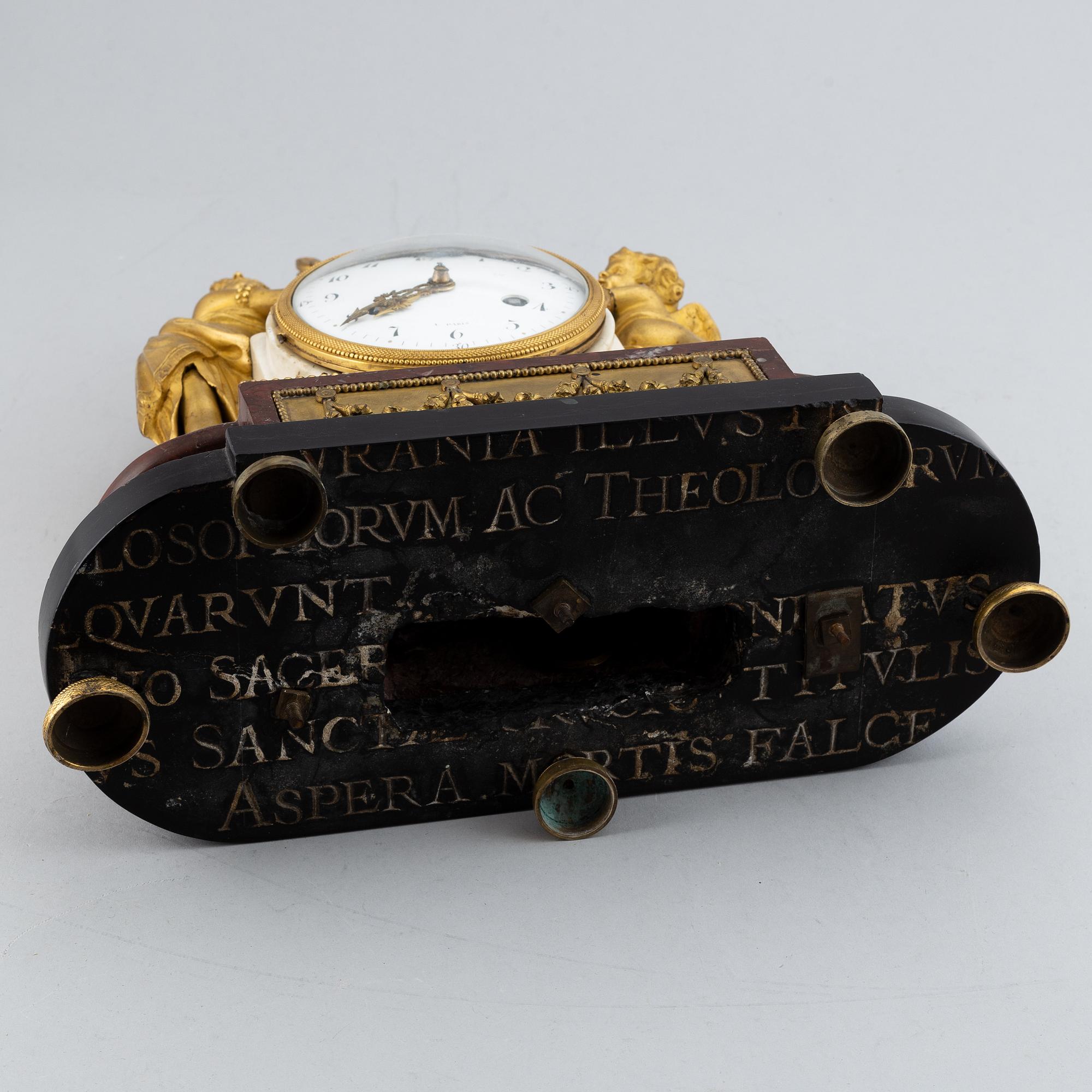 A 19th-century Louis XVI-style mantle clock.