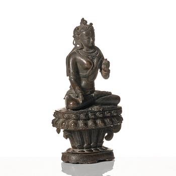 A bronze figure of a white Tara, possibly Qingdynasty, Pala-revival style, 17th/18th Century.