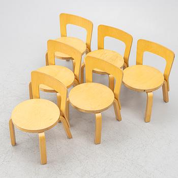 Alvar Aalto, children's chairs, 6 pcs, Artek, Finland.