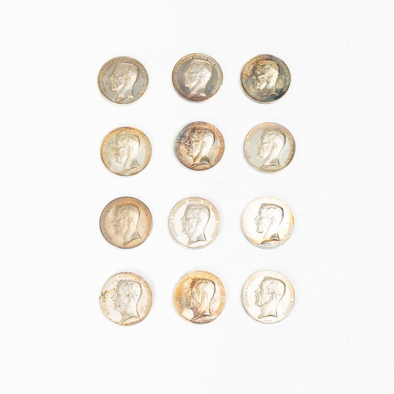 Medals, 12 pcs, silver, Sweden 1916-1920.