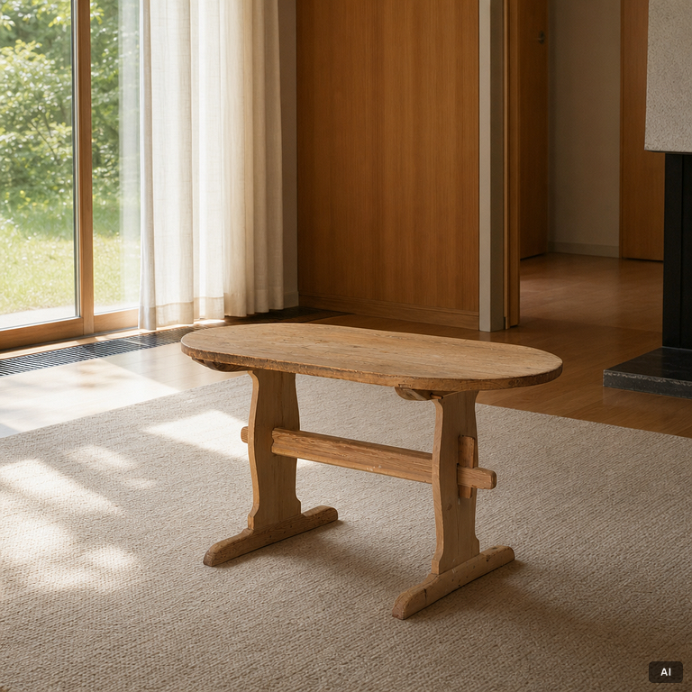 A pine wood table, folk art, 19th century.
