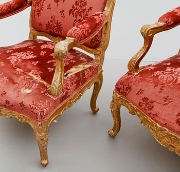 KARMSTOLAR, 1 par, Frankrike, 1800-/1900-tal.