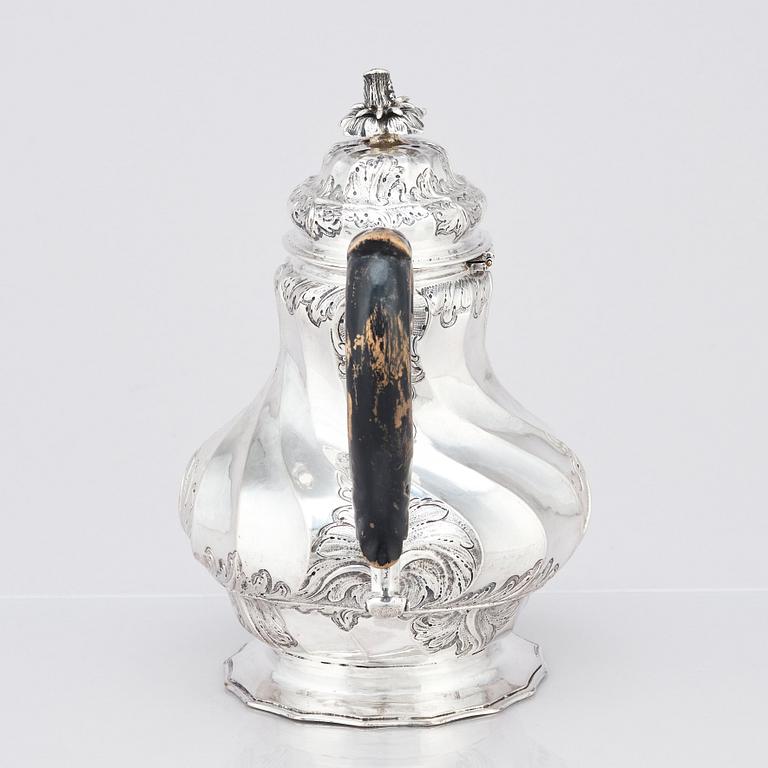 A Swedish 18th century silver coffee-pot, mark of Johan Grönwall, Vänersborg (1753-1784).