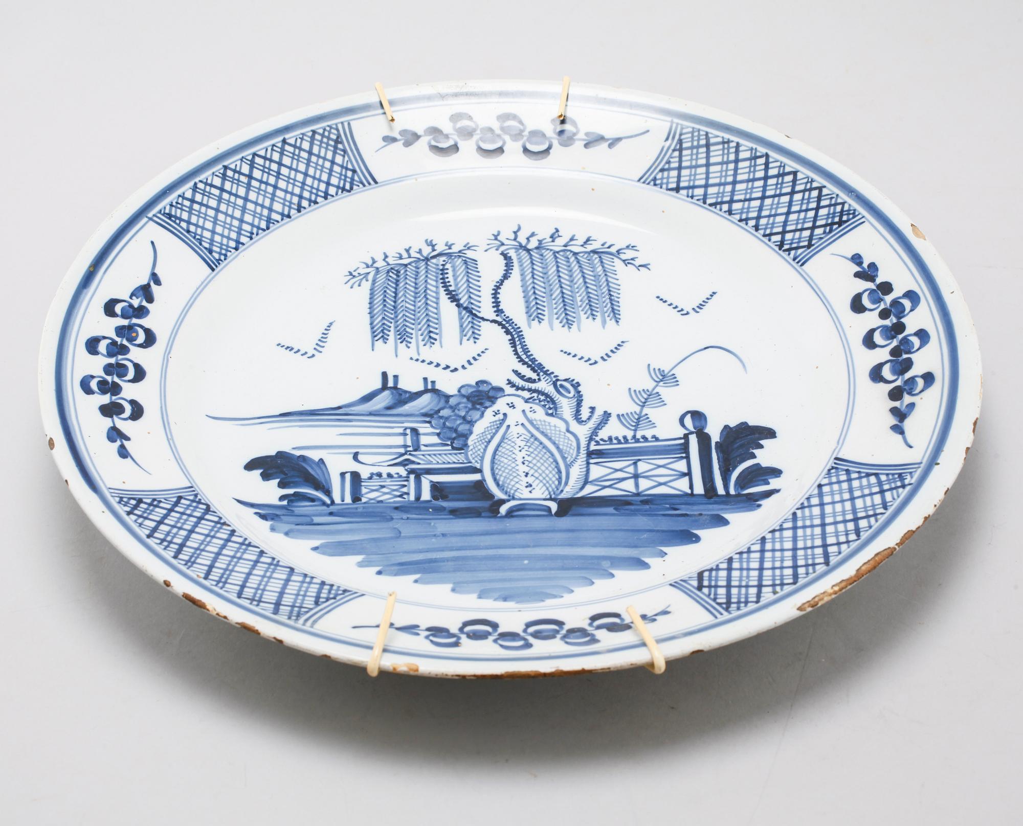 A 18th century faience dish possibly from Delft.