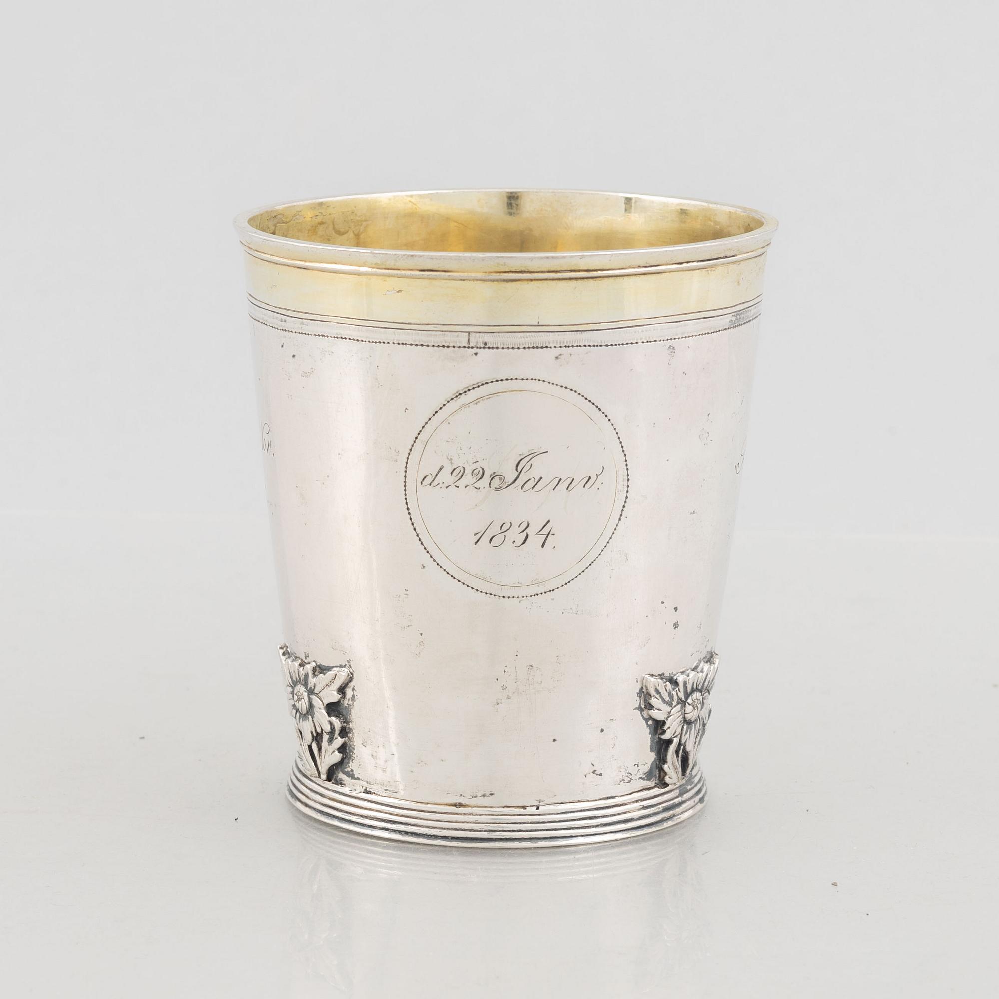 A Danish parcel-gilt silver beaker, mark of Peter Terpager Hagen, Copenhagen 1791.