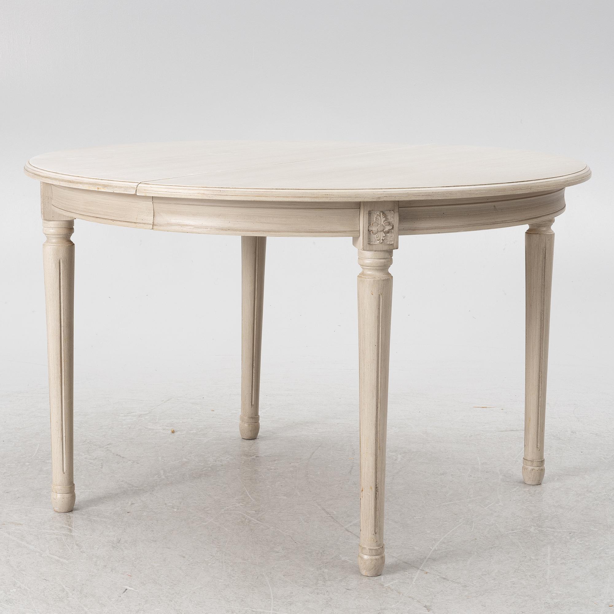 Matbord med 6 stolar, gustaviansk stil, K.A Roos,  Helsingborg, 1900-talets andra hälft.