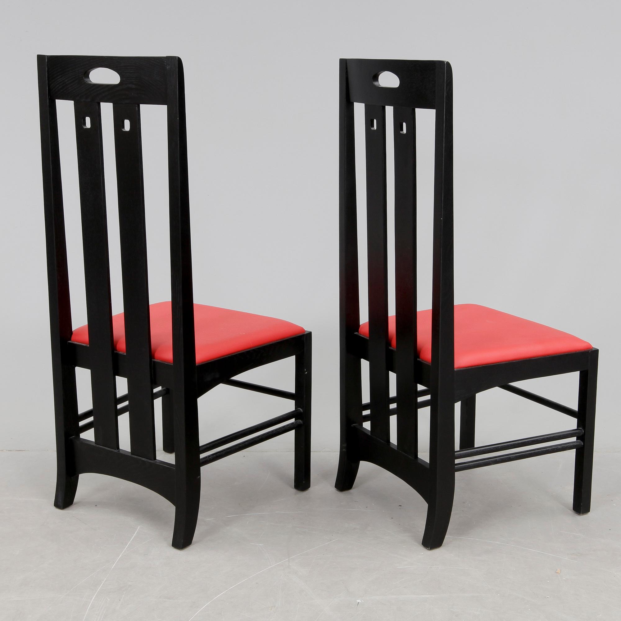 STOLAR, ett par, efter Charles Rennie Mackintosh, modell "Ingram low" 1900/2000-tal.