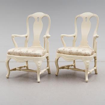KARMSTOLAR, 1 par, rokokostil, 1900-talets första hälft.