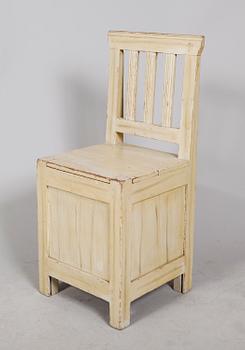 STOL, allmoge, 1800-/1900-tal, sits med låda.