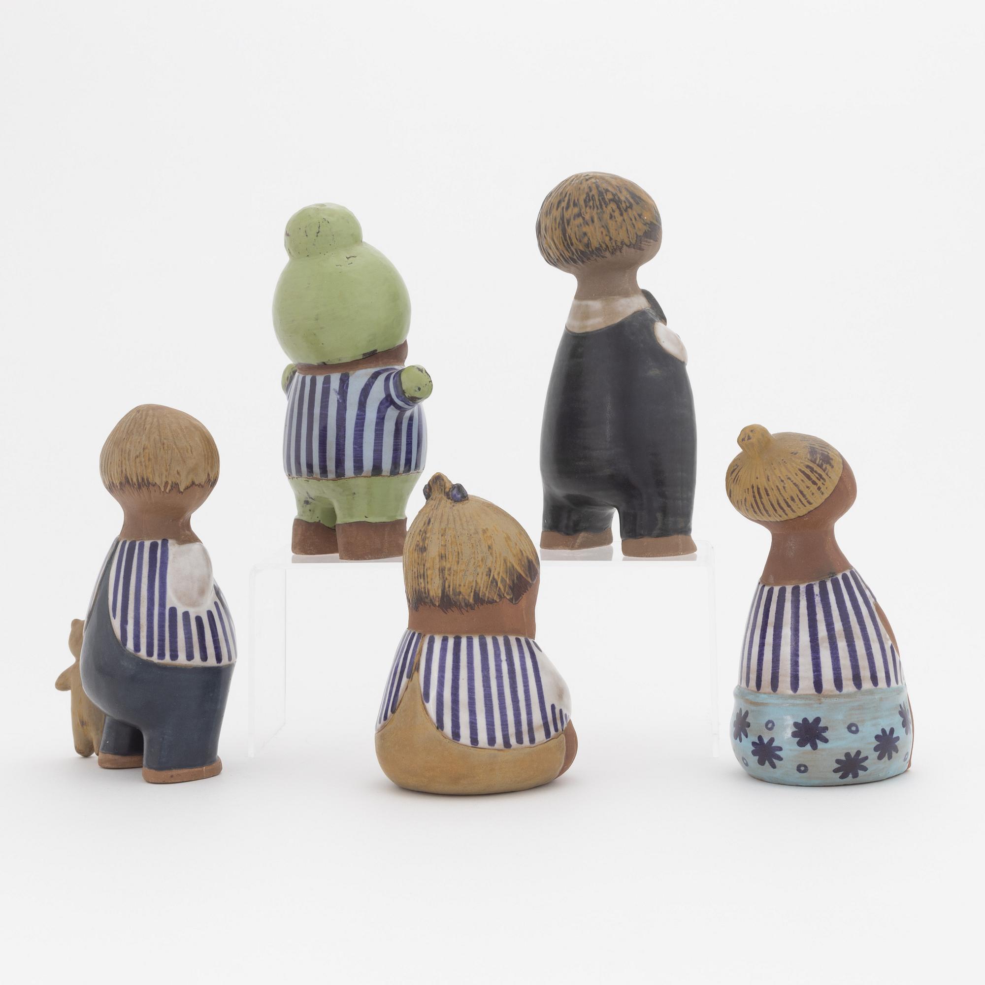 Lisa Larson, figuriner, 5 st, stengods, "Larsons ungar", Gustavsberg.
