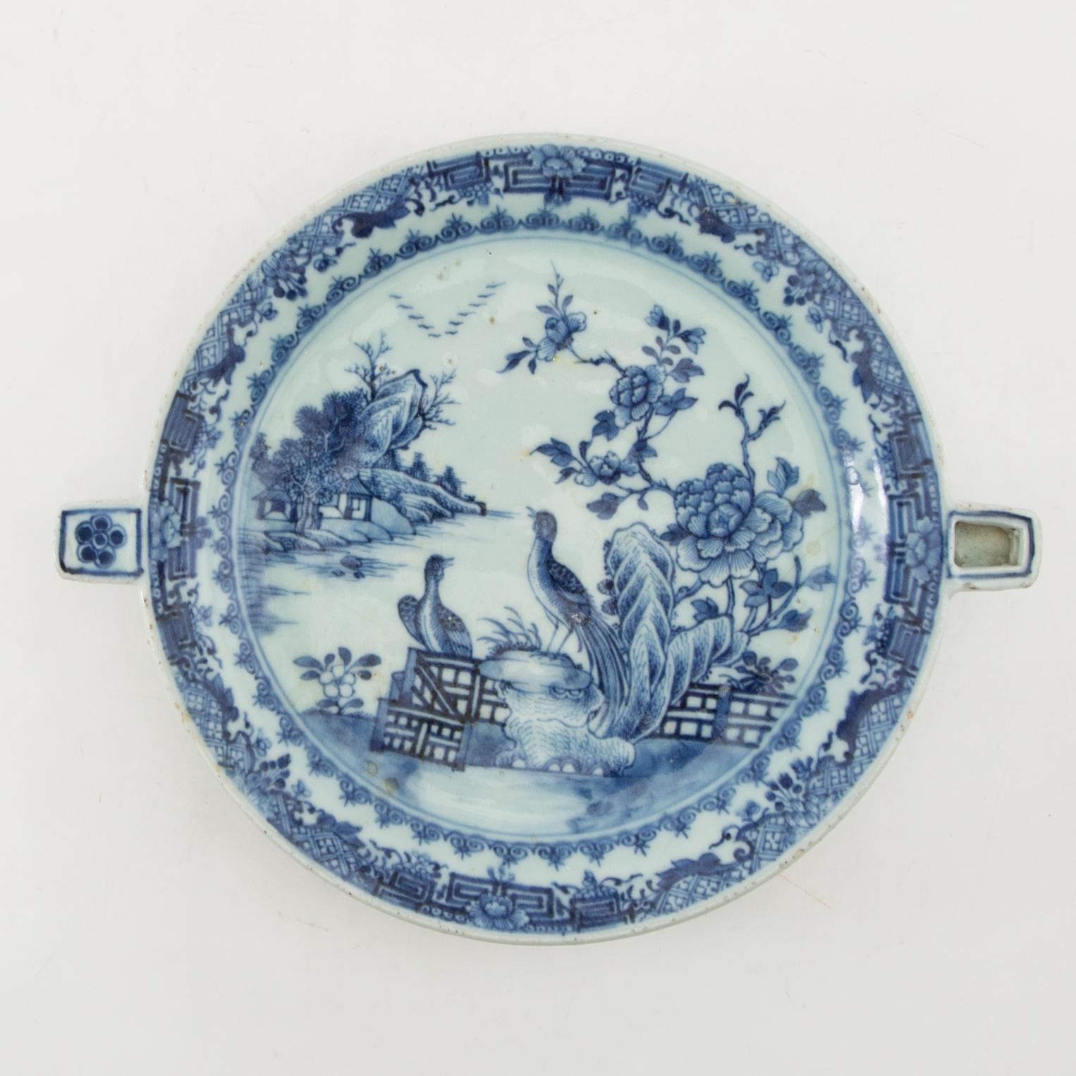 A Chinese blue and white hot water dish, Qing dynasty, Qianlong (1736-95).