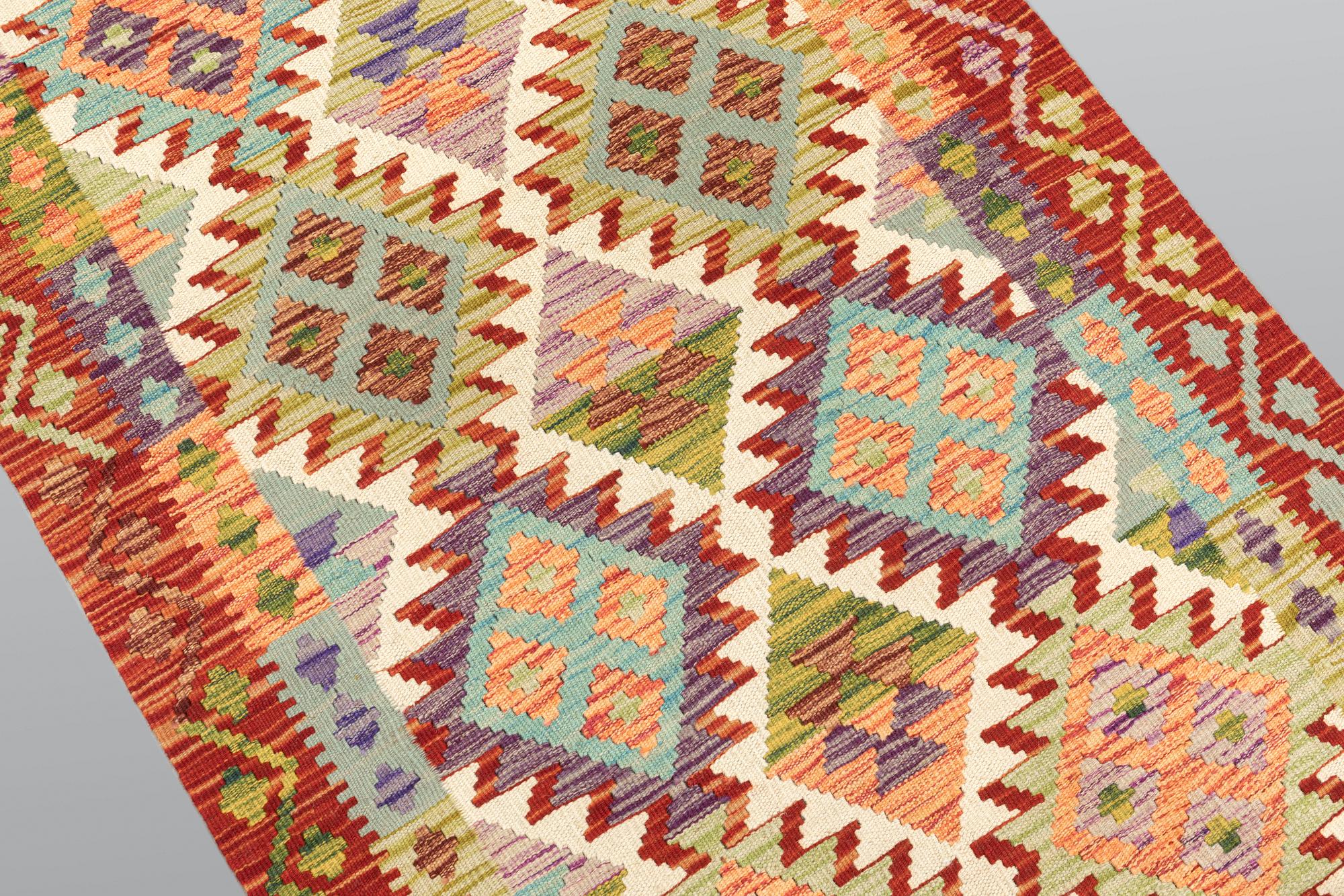 Gallery carpet, Kelim, approximately 410 x 82 cm.