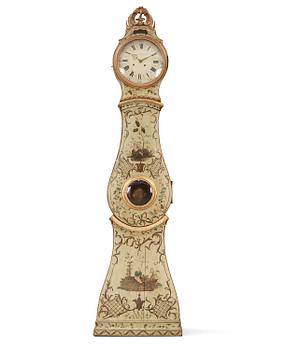 122. A Swedish rococo polychrome-painted longcase clock, Stockholm, later part 18th century.