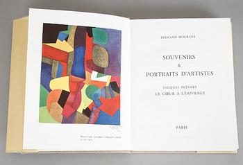 FERNAND MOURLOT, bok samt portfölj med 25 litografier, "Souvenirs et portraits d'artistes  Jacques", mapp utgiven 1972.