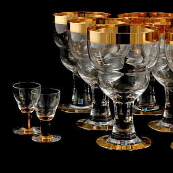 ÖLGLAS och SNAPSGLAS, 12+2 st, "Double Jubilee", Pukeberg, 1900-talets andra hälft.
