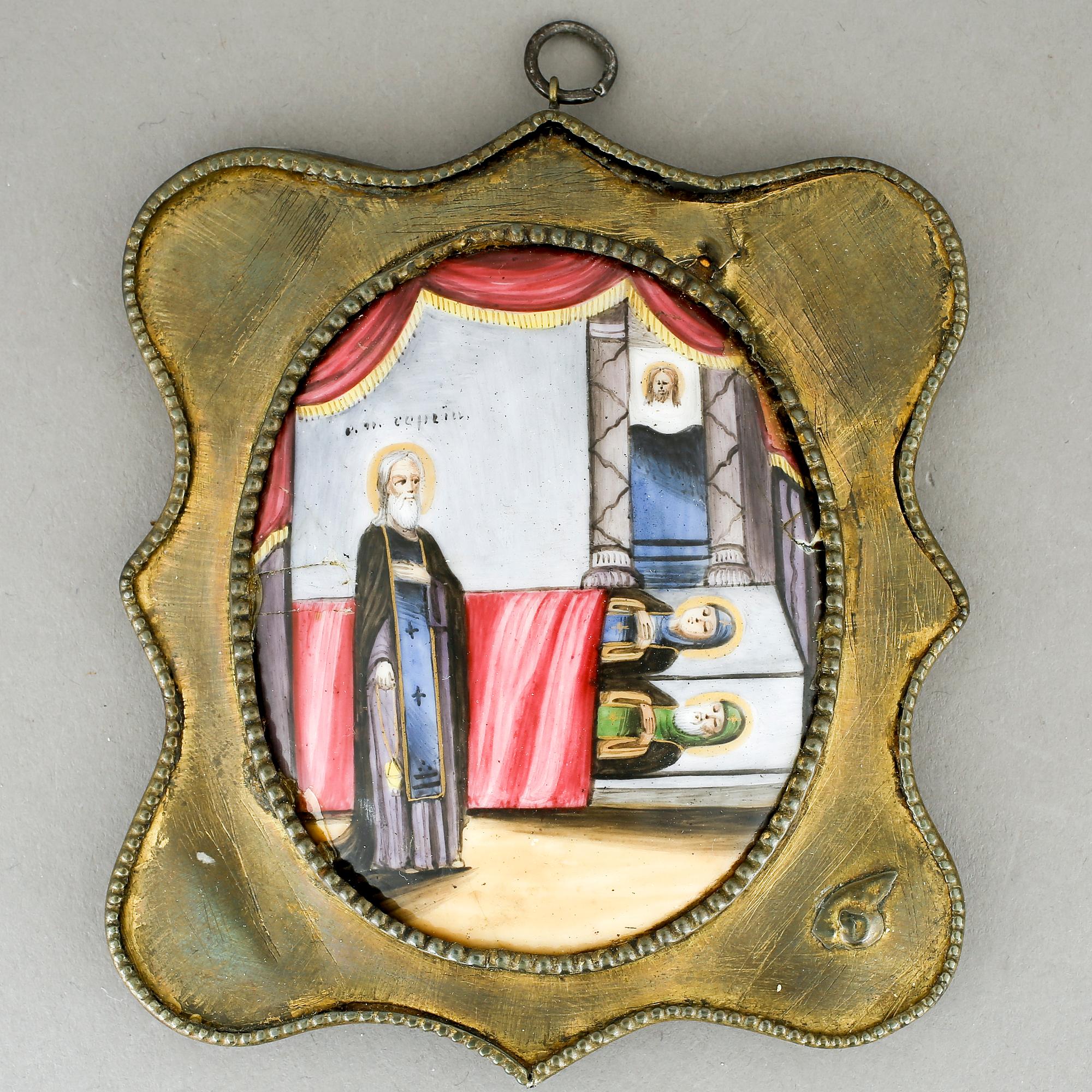 MINIATYRER, 2 stycken, bemålat porslin, Ryssland, 1800-tal.