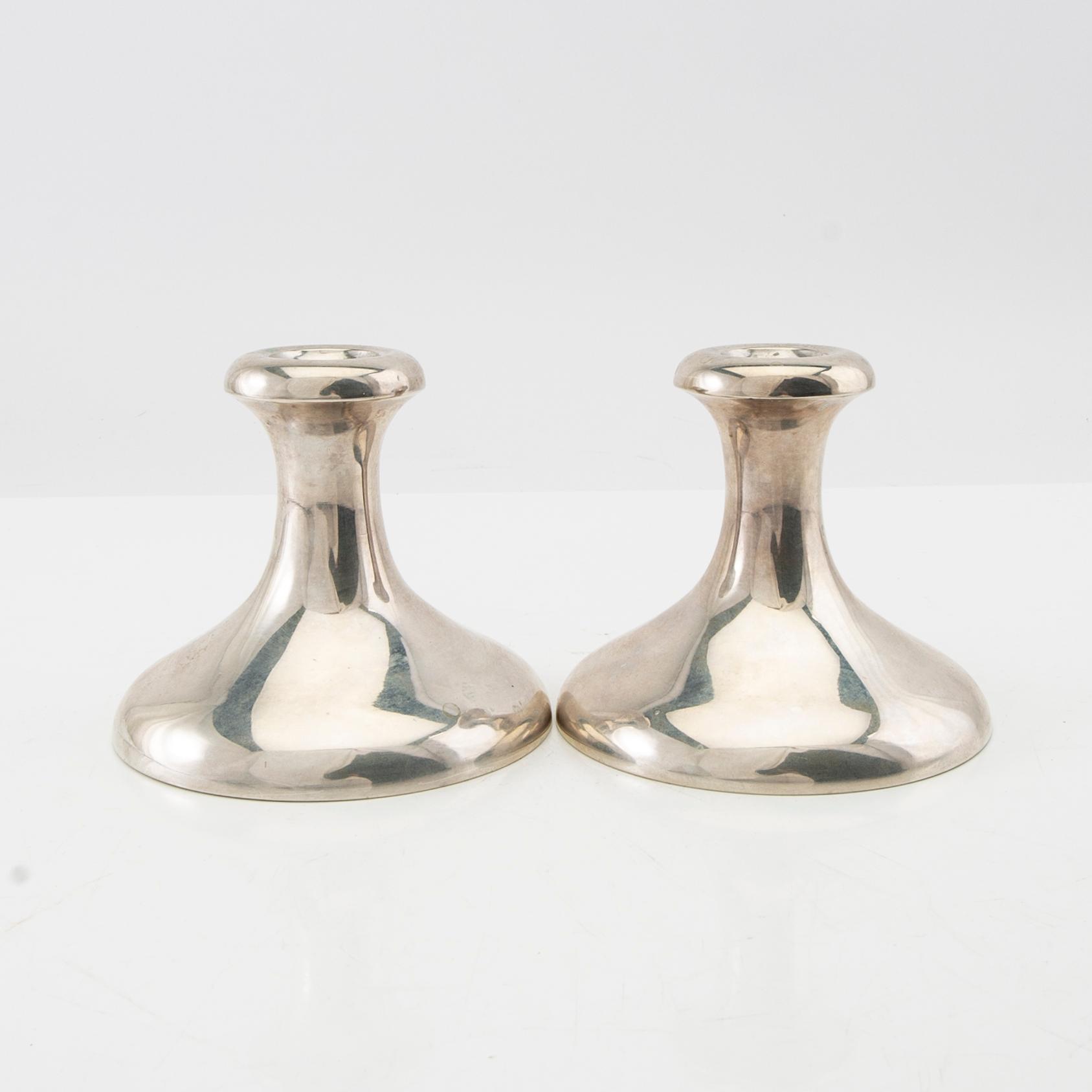 Ljusstakar ett par silver CG Hallberg Stockholm 1910.