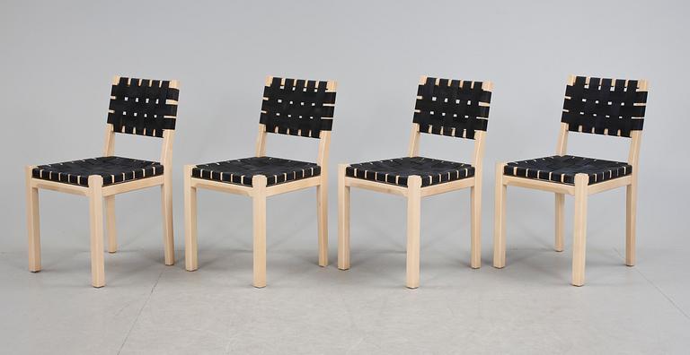 STOLAR, 4 st, modell nr 615, formgiven av Aino Aalto 1939, Artek.