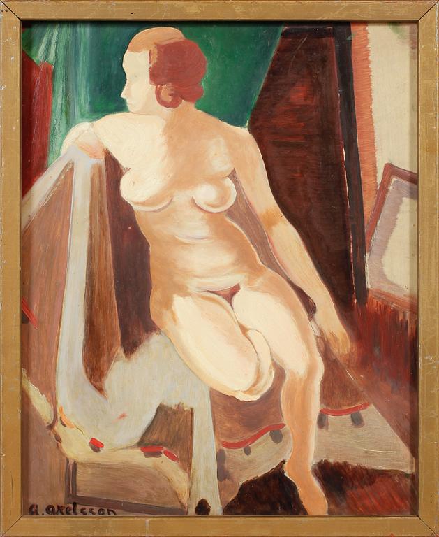 ARNOLD AXELSSON, olja på pannå, signerad.