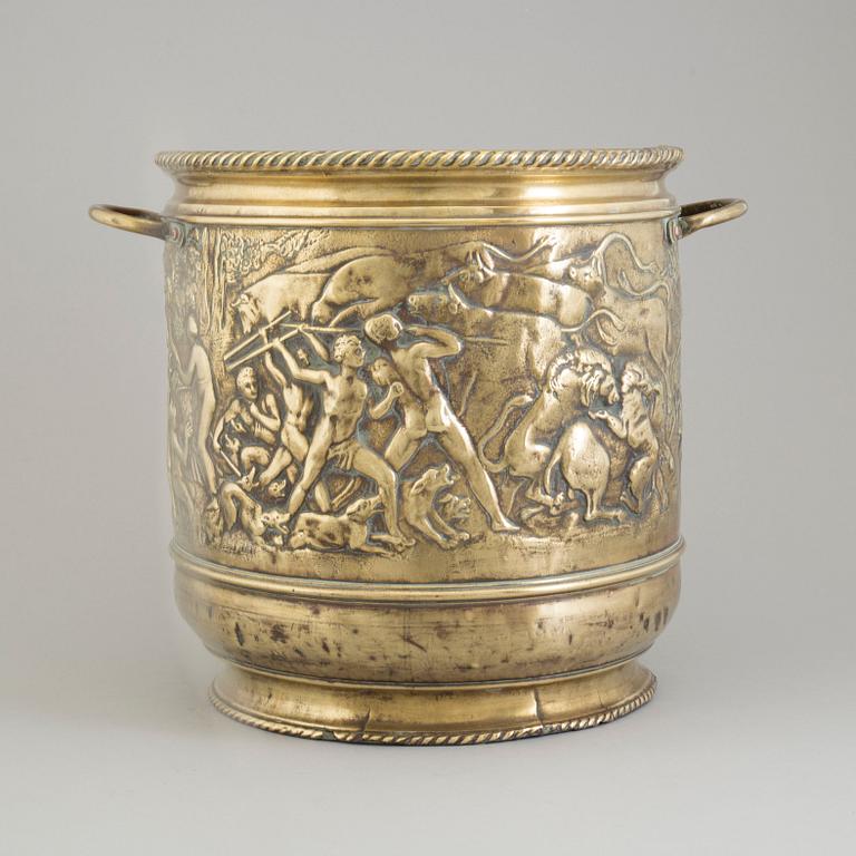 a 18th century brass flower pot.