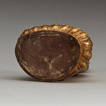BUDDHA, förgylld brons. Qing dynastin (1644-1911).