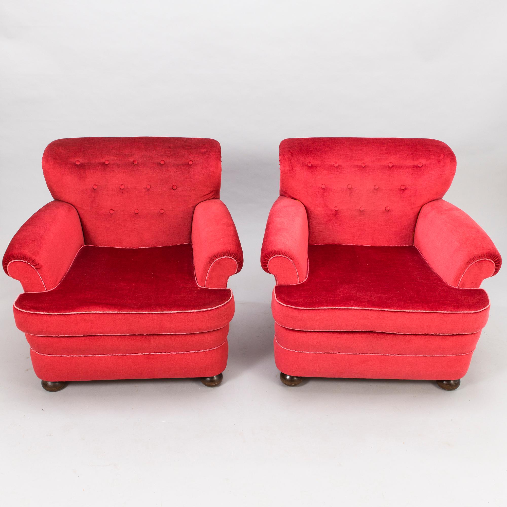 A pair of 1940s armchairs 'London' for Oy Paul Boman Ab Finland.