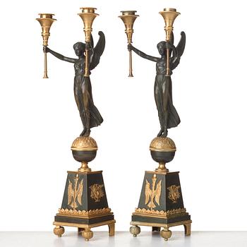 A pair of Empire-style 20th century candelabra.