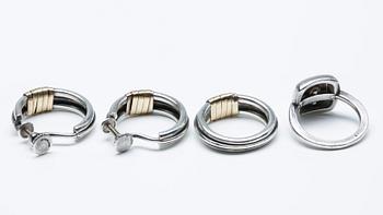 CARTIER, örhängen och ringar, 2st, 18K guld och sterlingsilver.