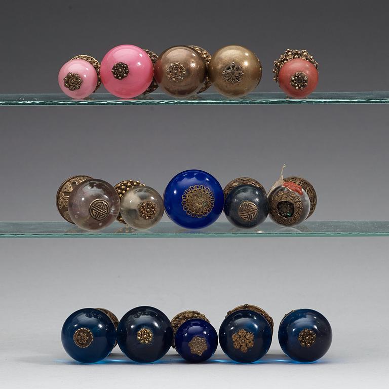 A group of 15 Mandarin insignia, late Qing dynasty (1644-1912).