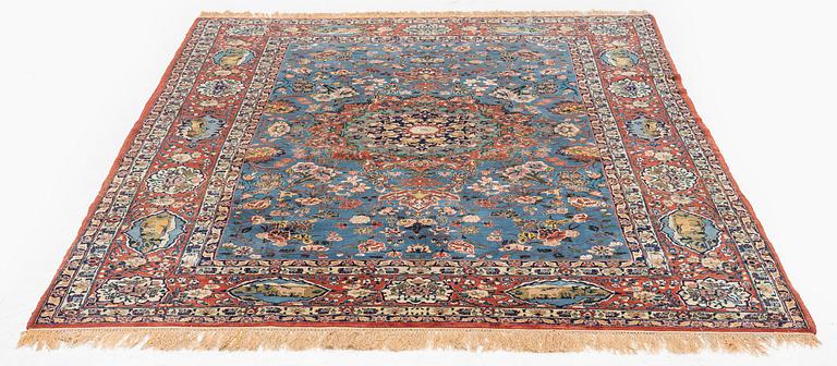 Matta, semiantik Isfahan, part silk, ca 216 x 151 cm.