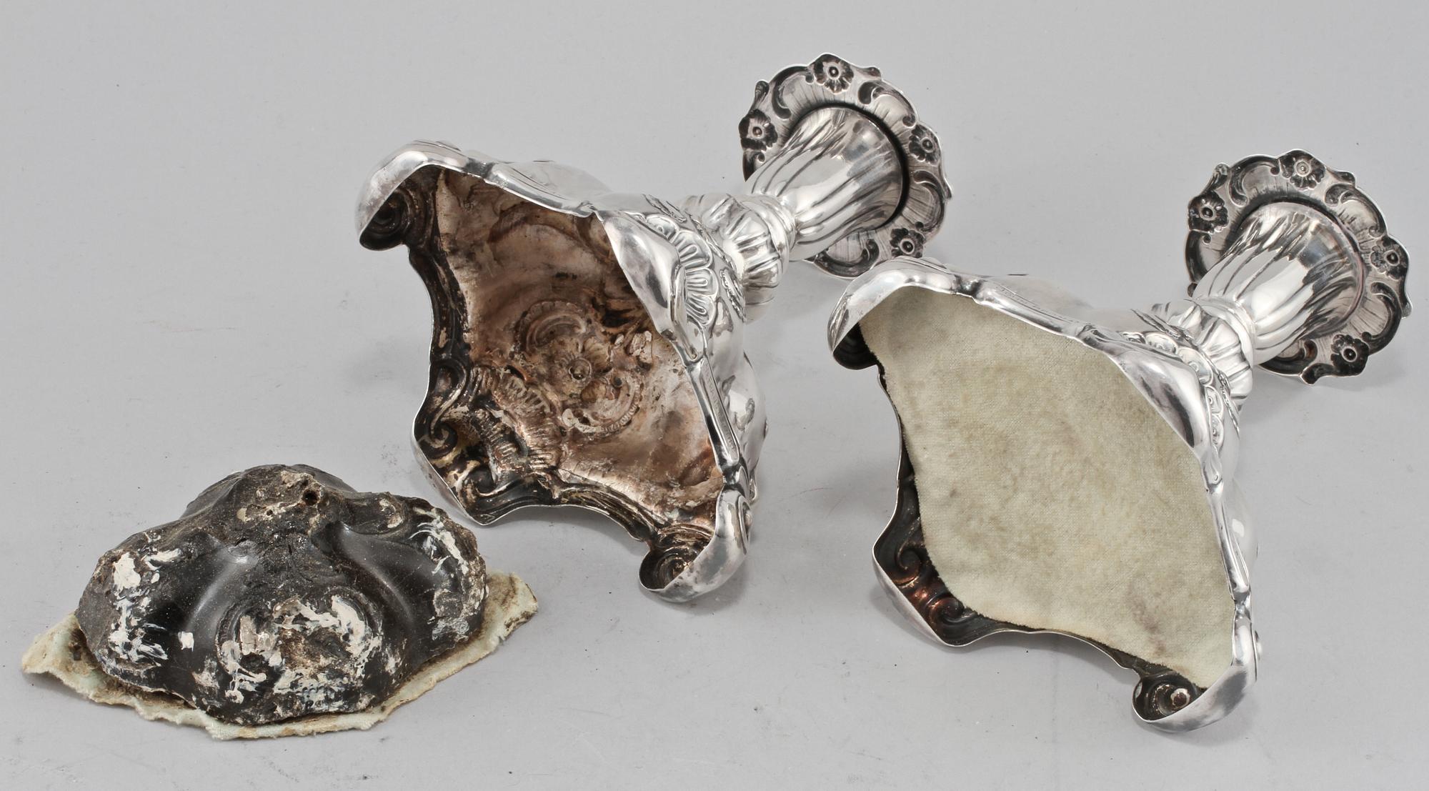 LJUSSTAKAR, ett par, silver, C.G Hallberg, Stockholm, 1947.