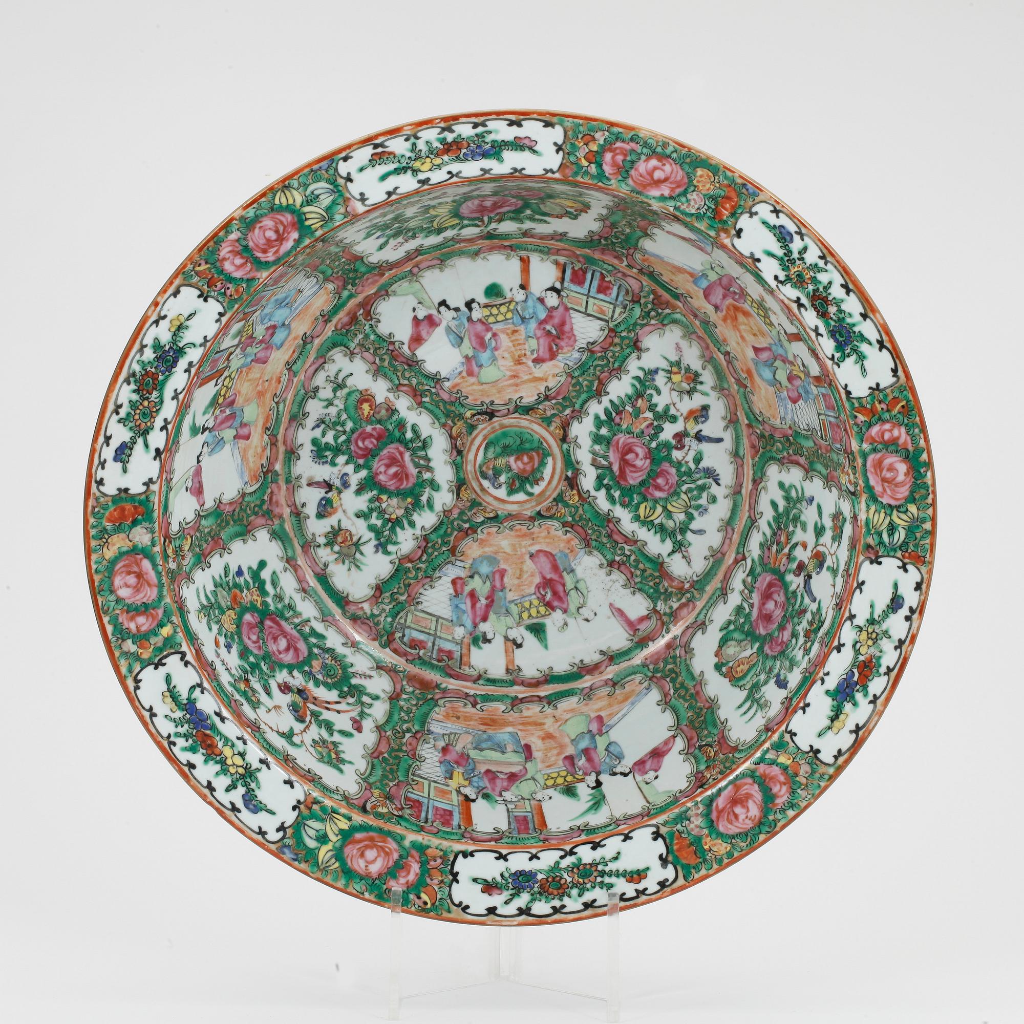 HANDFAT, porslin, Kanton, Kina 1800-tal.