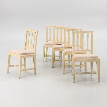 A set of five late Gustavian chairs, circa 1800.