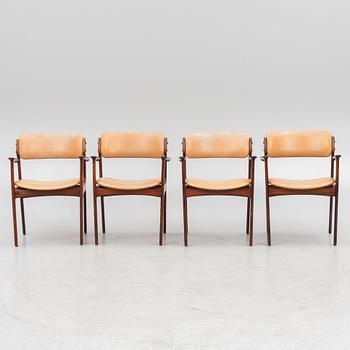 Erik Buch,  karmstolar, modell 49, 4 st, OD Møbler. Danmark, 1960-tal.