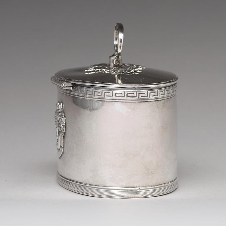 A Swedish 19th century silver sugar-casket, mark of Adolf Zethelius, Stockholm 1811.