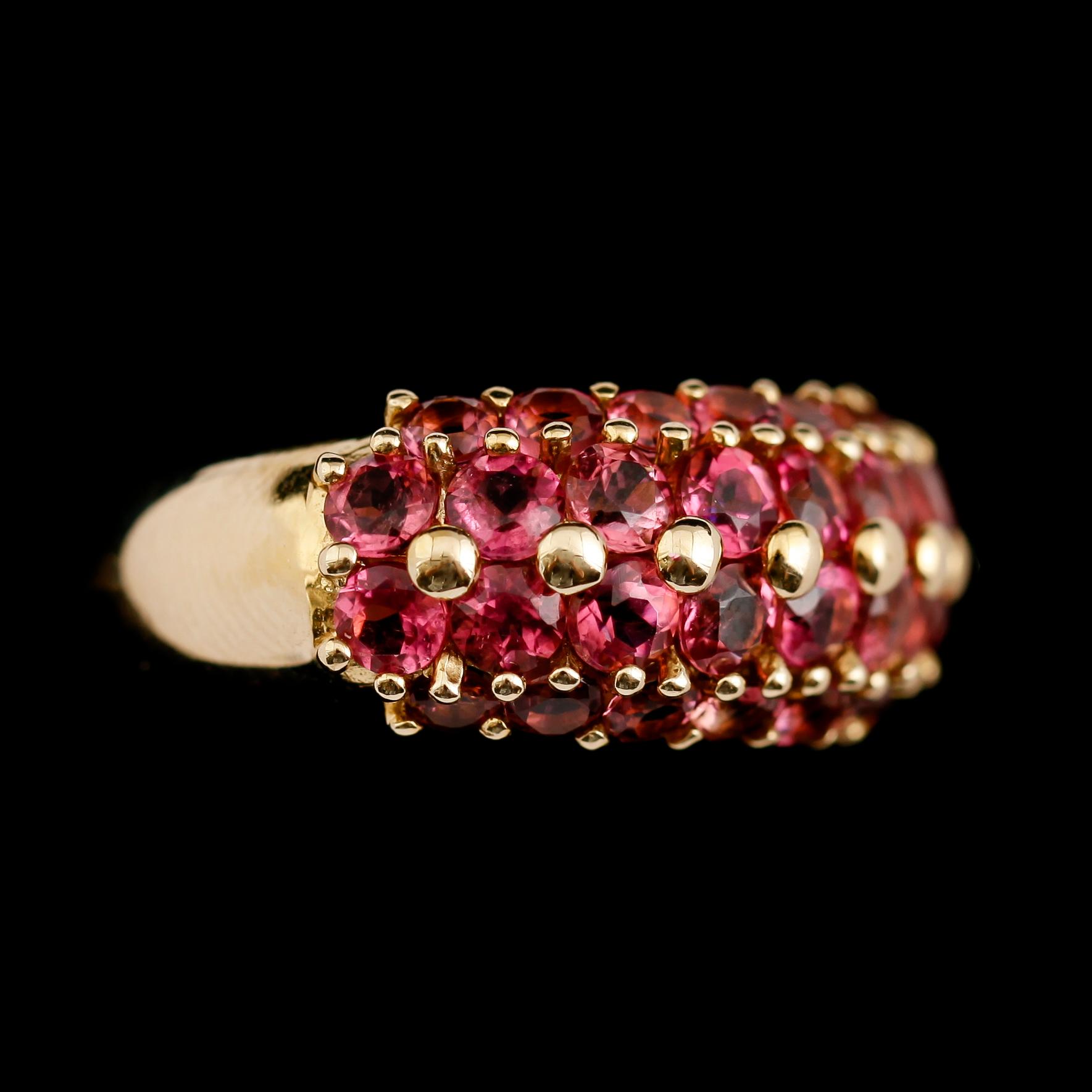 RING, 14 K guld, röd rubellite 5.00 ct.