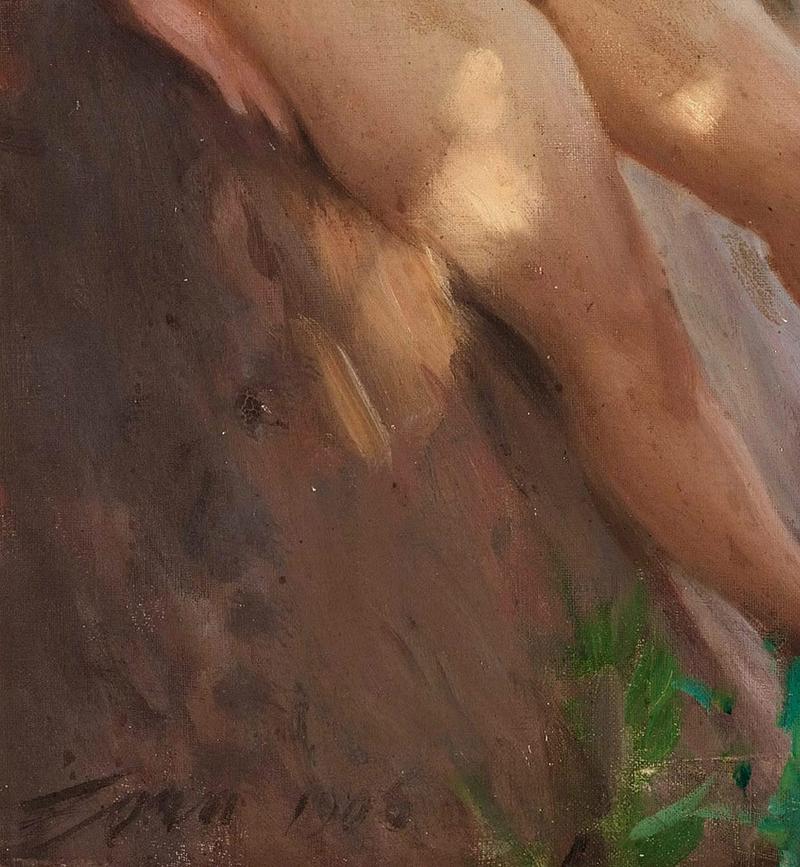 Detail of the play of light on the model's legs.